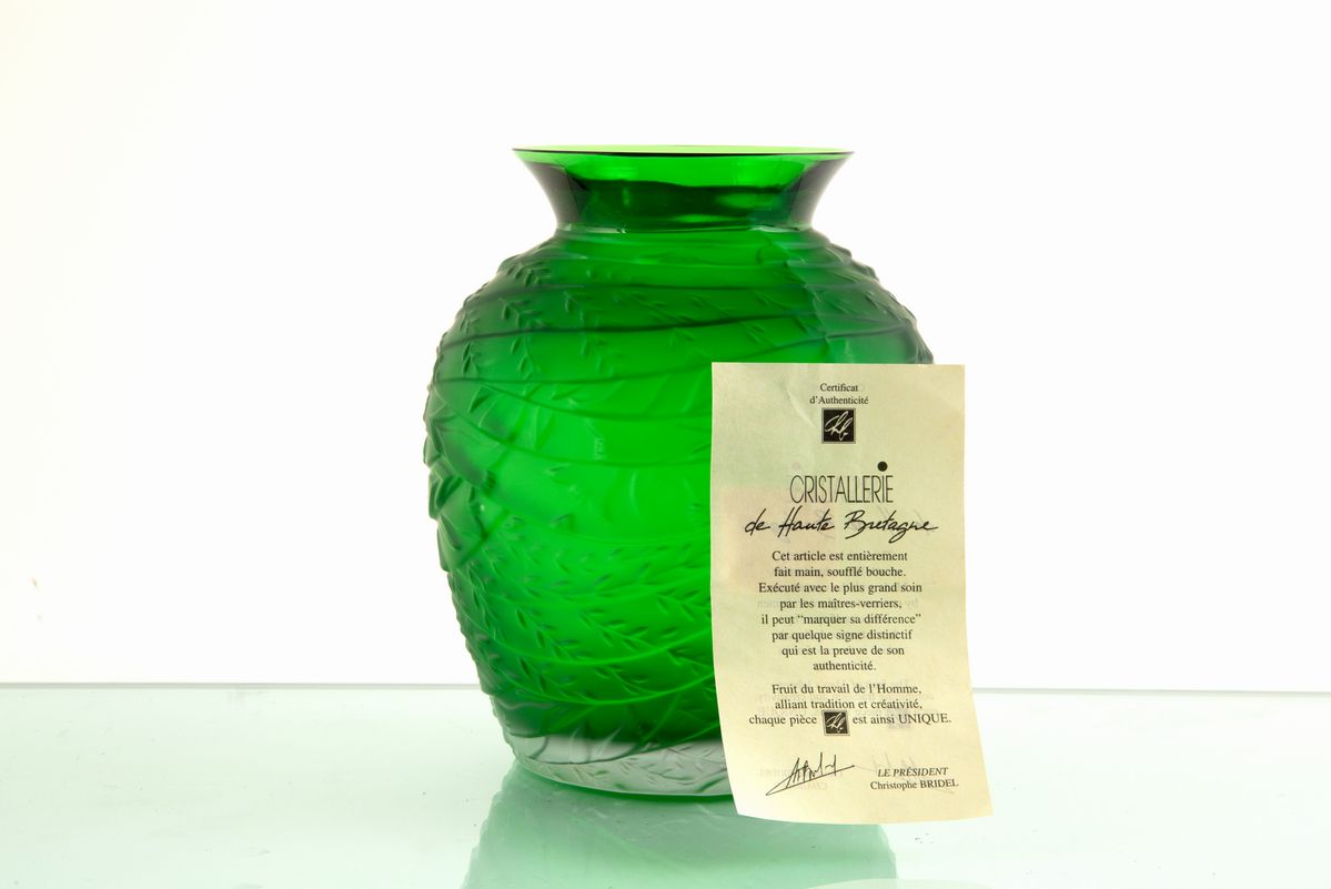 Vaso Verde. Cristallerie De Haute Bretagne