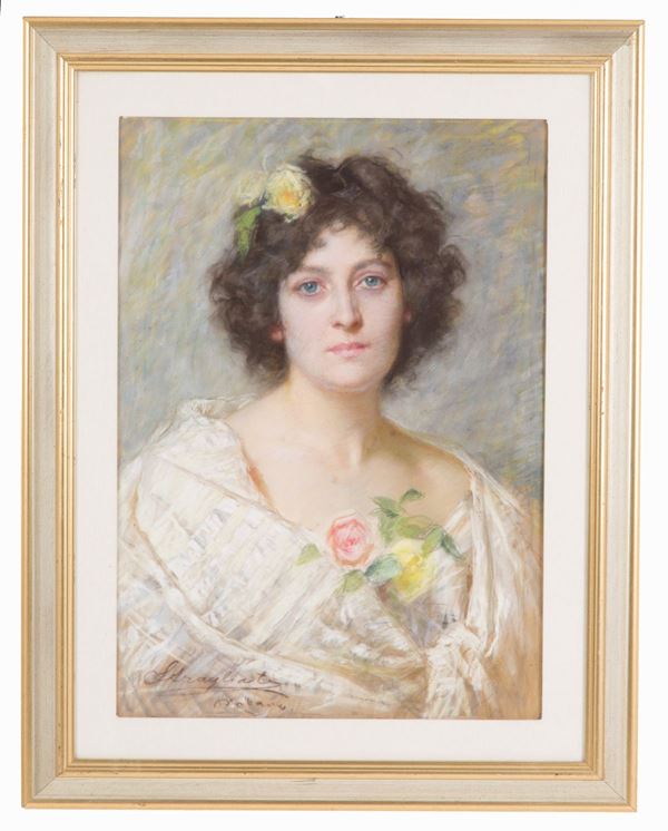 CARLO STRAGLIATI - Pastello "RITRATTO DI DONNA"