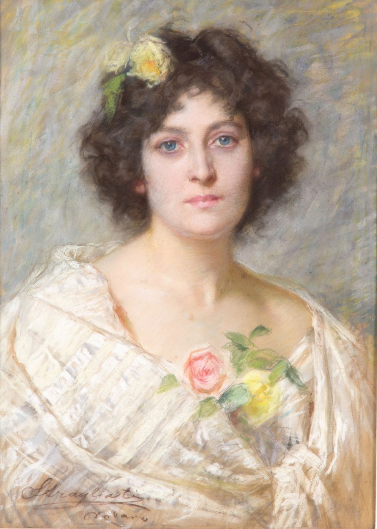 Carlo Stragliati - Pastello "ritratto di Donna"