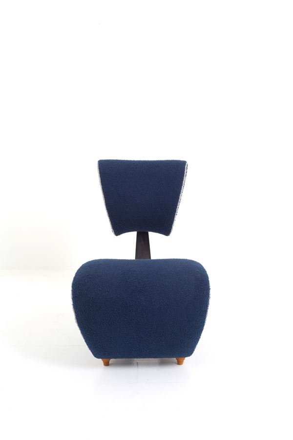 JORDAN MOZER - Blue bouclé wool armchair