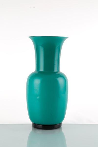 Vaso Opalino Verde Menta. Venini