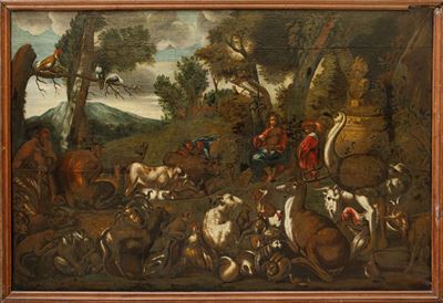 Dipinto "orfeo Incanta gli Animali"