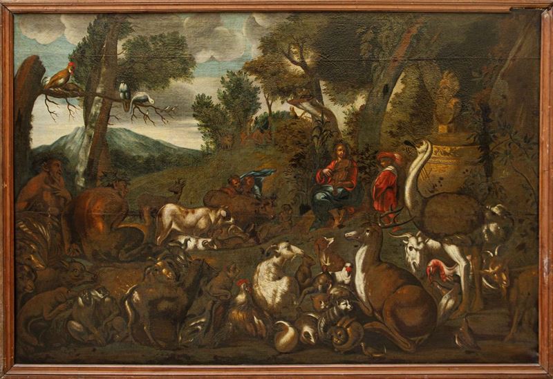 Dipinto "orfeo Incanta gli Animali"