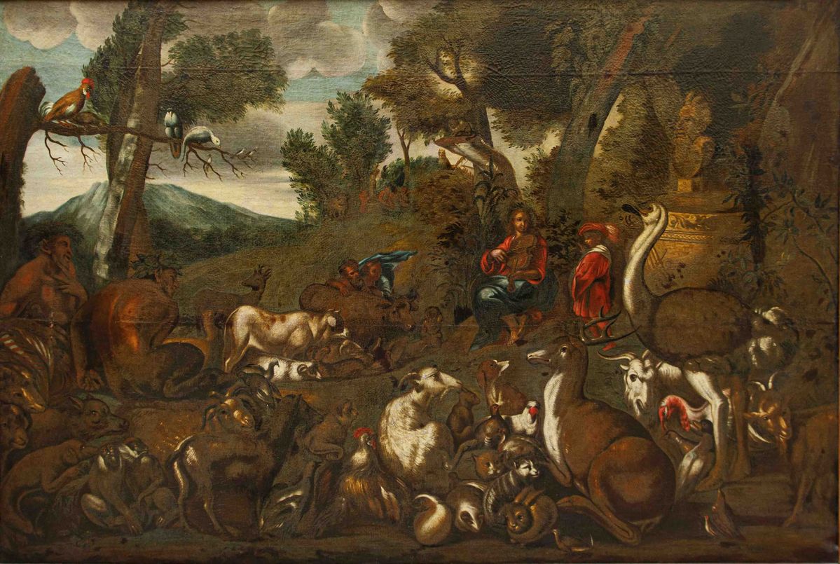 Dipinto "orfeo Incanta gli Animali"
