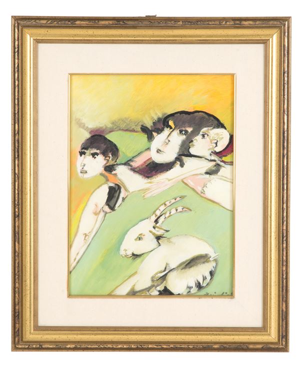REMO BRINDISI - Painting "PASTORALE"