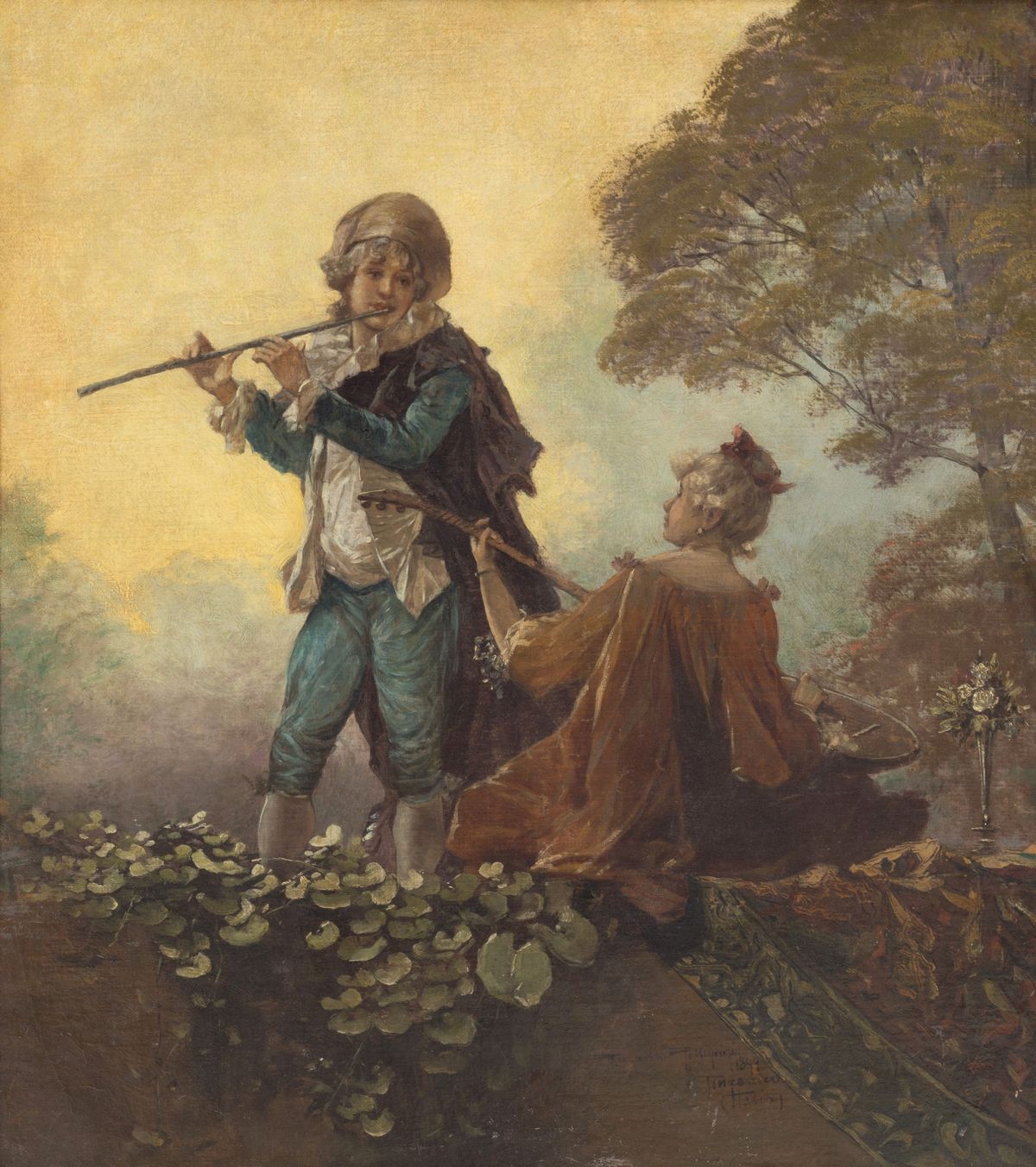 Riccardo Pellegrini - Dipinto "scena Galante"