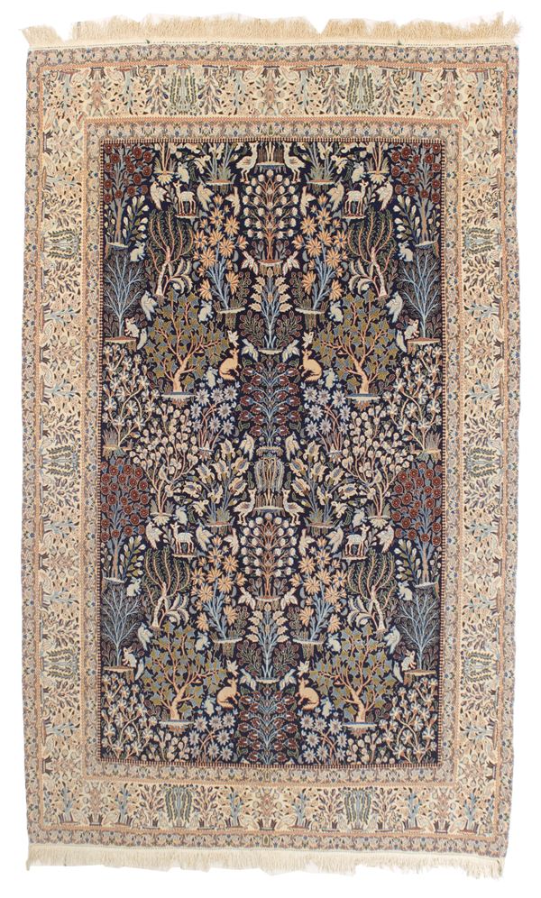 Nain 4LA extra fine wool and silk carpet. Persia
