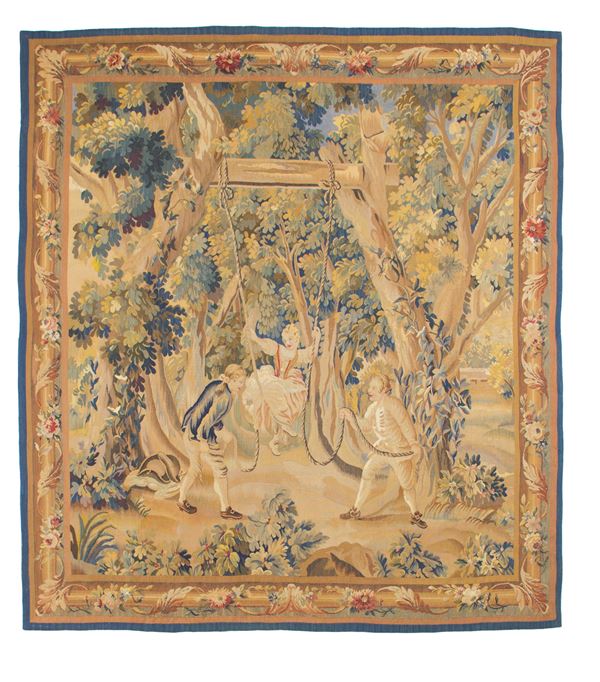 Aubusson tapestry in wool and silk. France