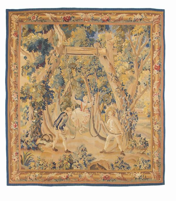 Arazzo Aubusson in lana e seta. Francia