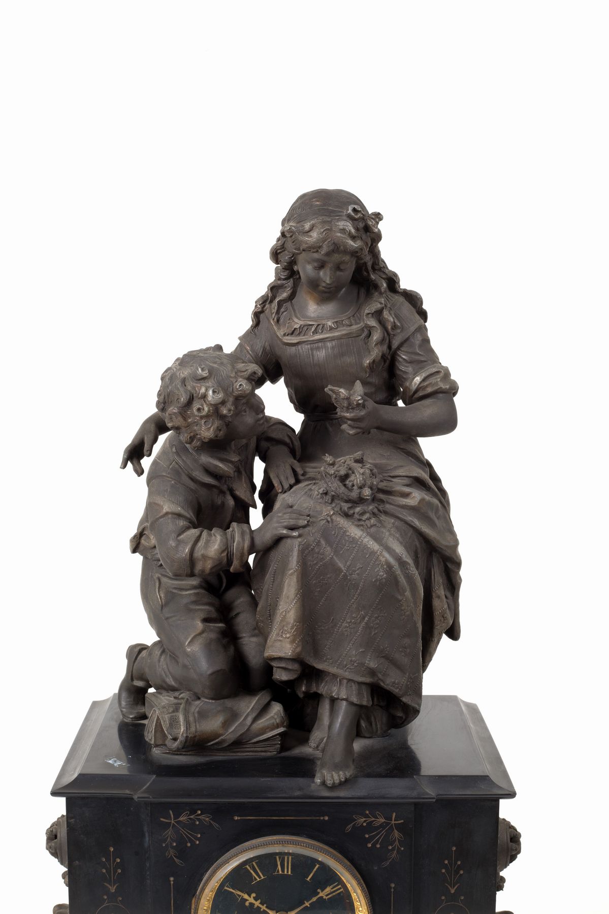 Orologio in bronzo con base in marmo