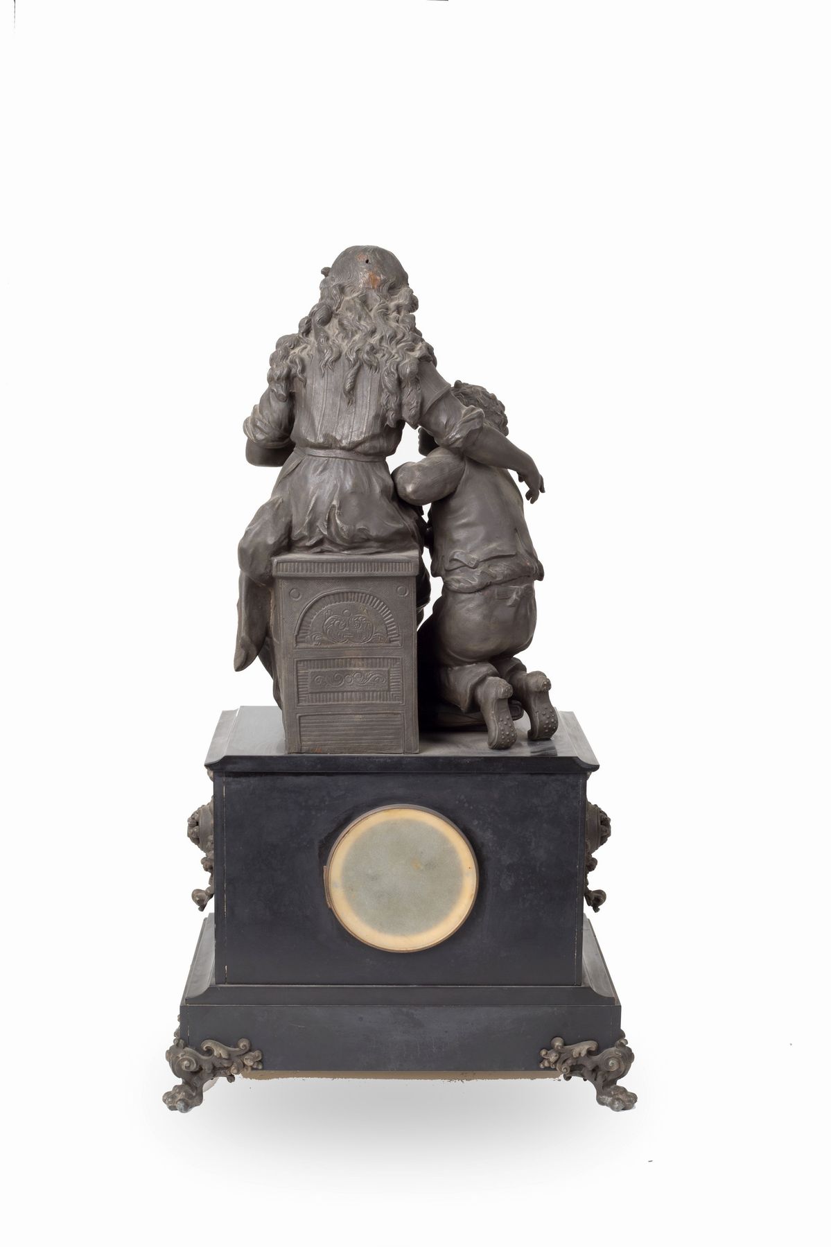 Orologio in bronzo con base in marmo