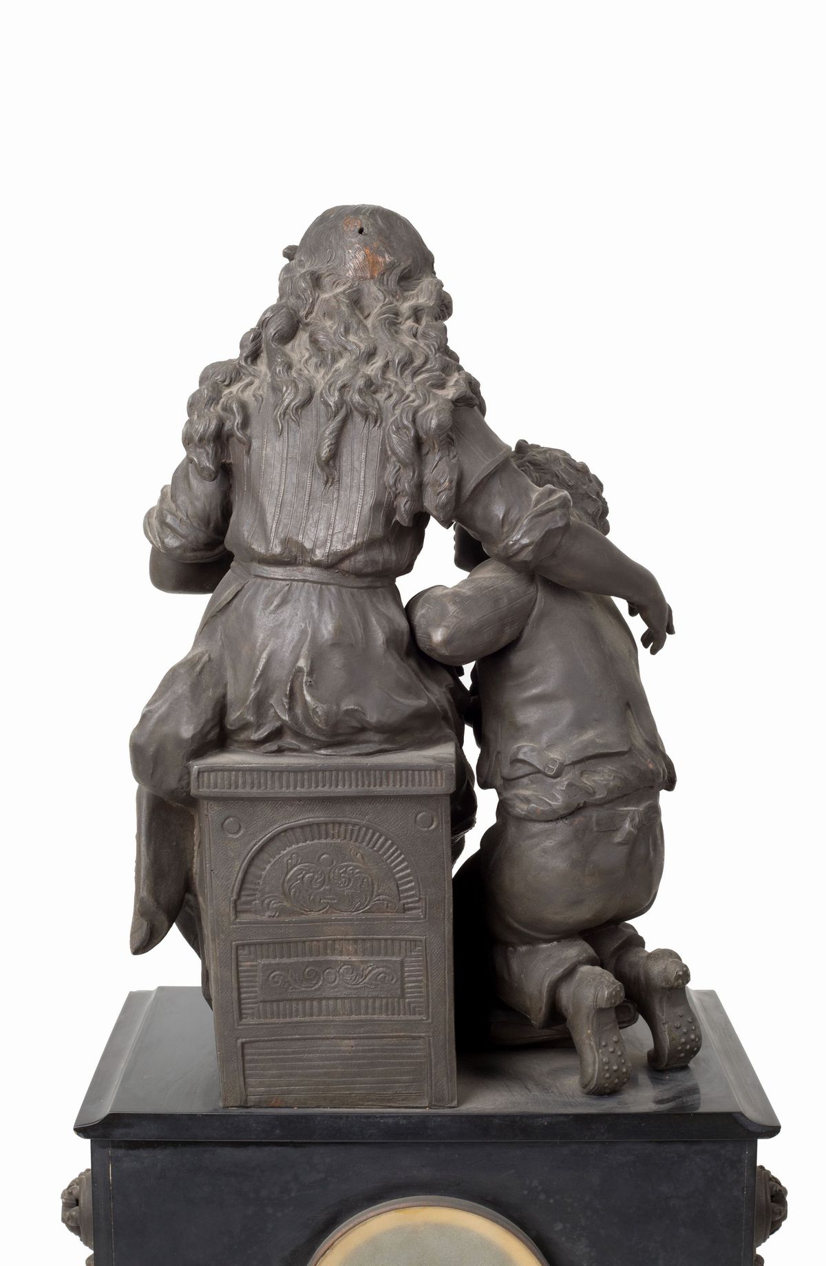 Orologio in bronzo con base in marmo