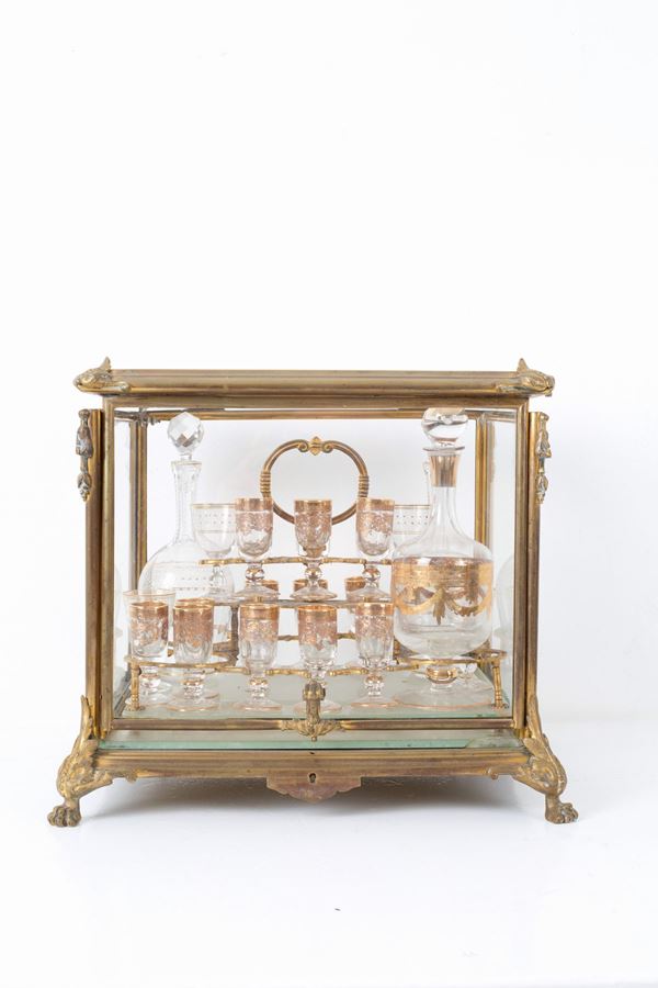 Tantalus in vetro e bronzo dorato