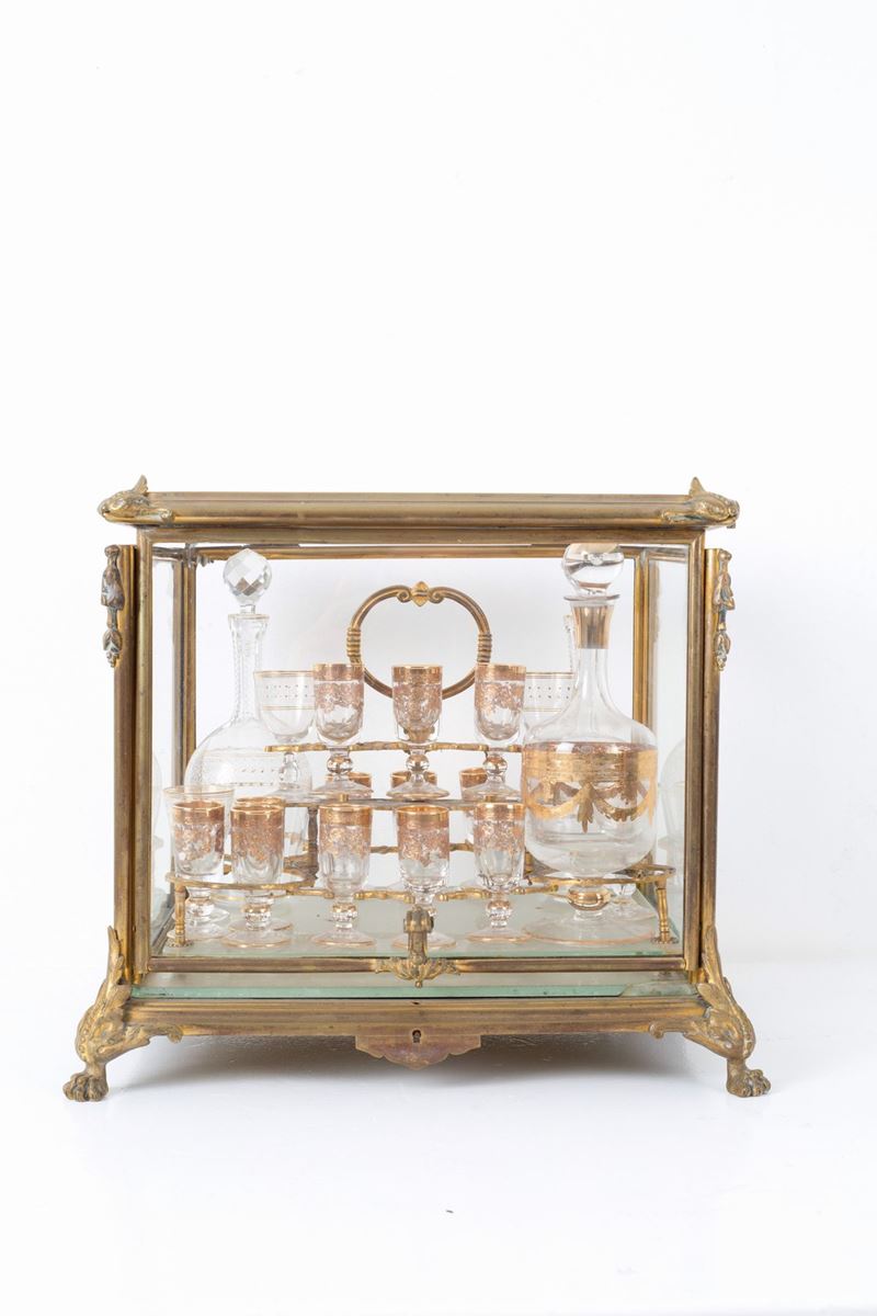 Tantalus in vetro e bronzo dorato