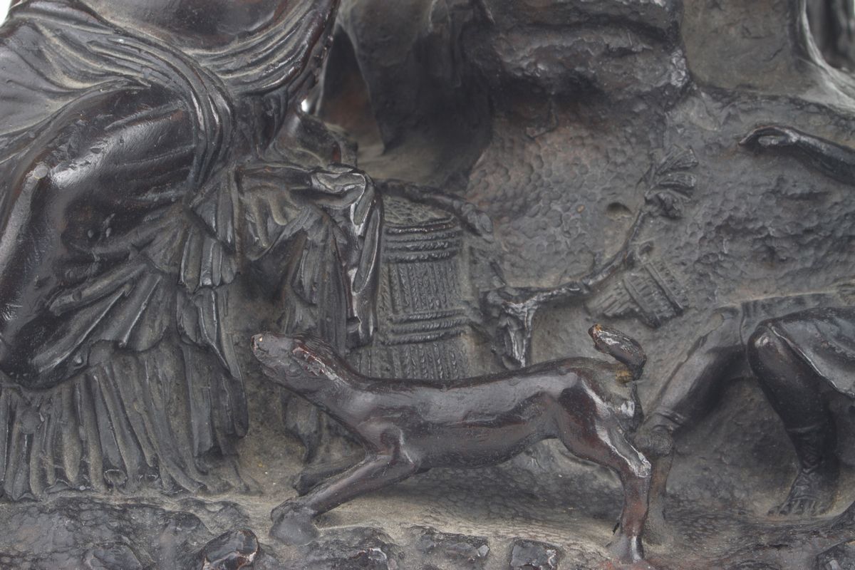 Autore sconosciuto, Scultura in bronzo patinato 'SUPPLIZIO DI DIRCE' con base in marmo