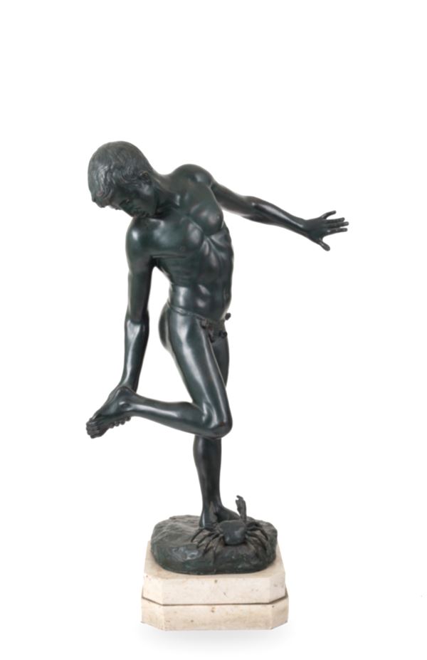 ANNIBALE DE LOTTO - Bronze sculpture "BOY BITE FROM THE CRAB"