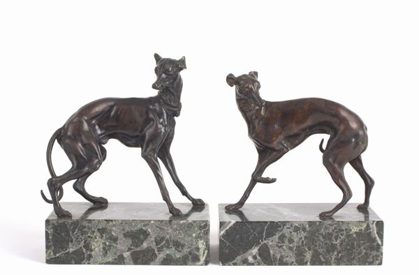 Coppia di sculture "LEVRIERI"
