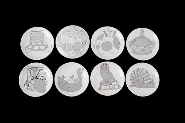 PIERO FORNASETTI - Otto piattini. FORNASETTI