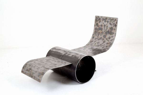 GIOVANNI GRISMONDI - Chaise longue in lastra di ferro