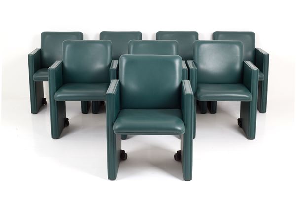 Eight green armchairs. POLTRONA FRAU