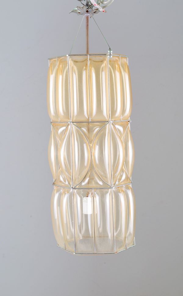 Metal and glass chandelier