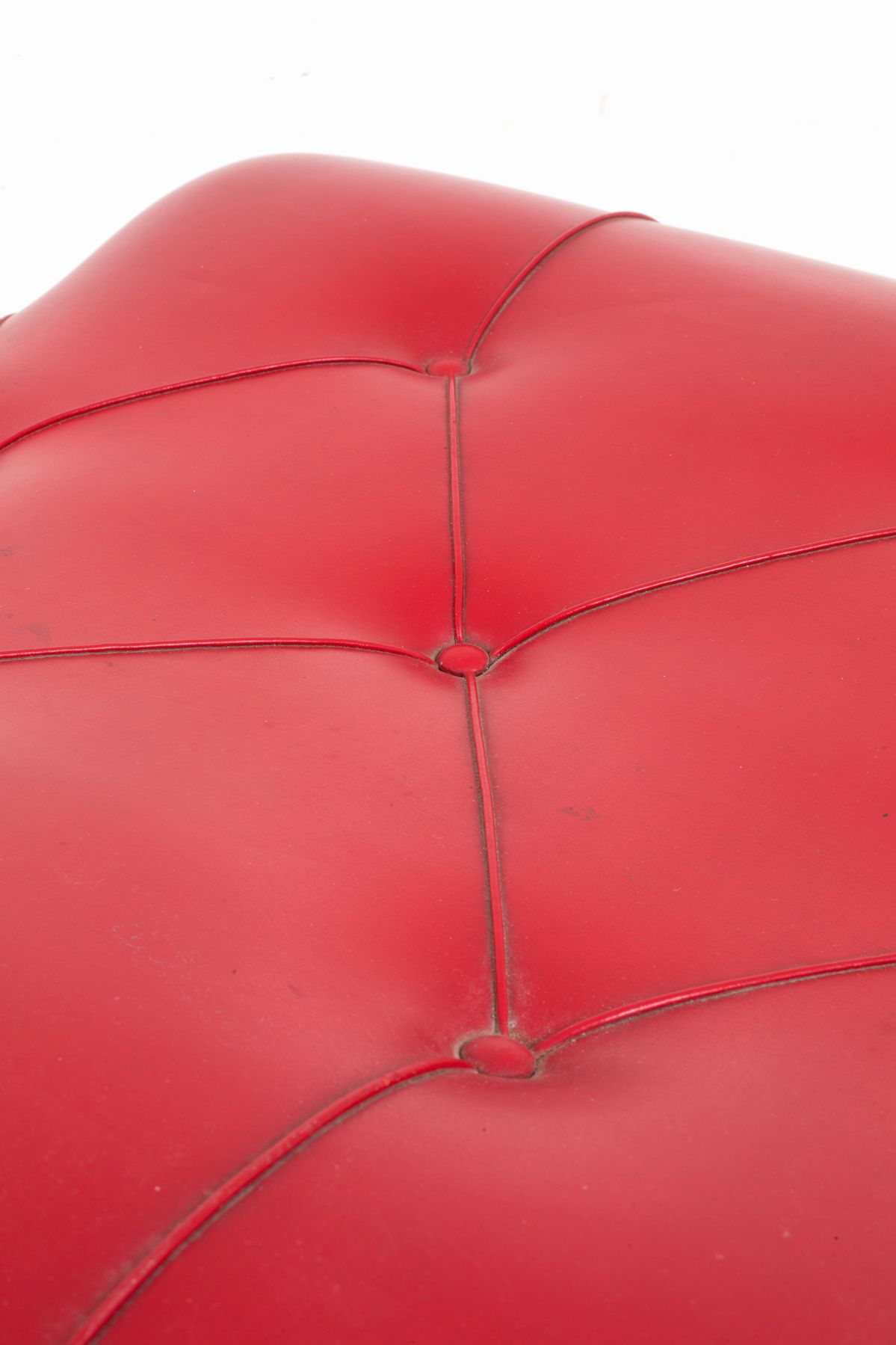 Grande Poltrona con Pouff in Pelle Rossa