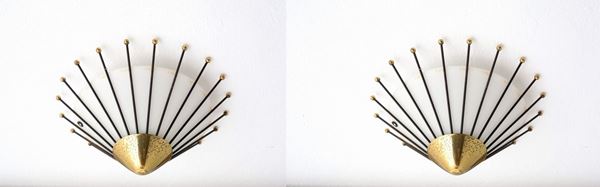 ANGELO LELII - Two milk glass appliques for ARREDOLUCE