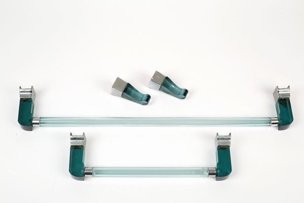 Set da bagno in metallo e vetro. FONTANA ARTE