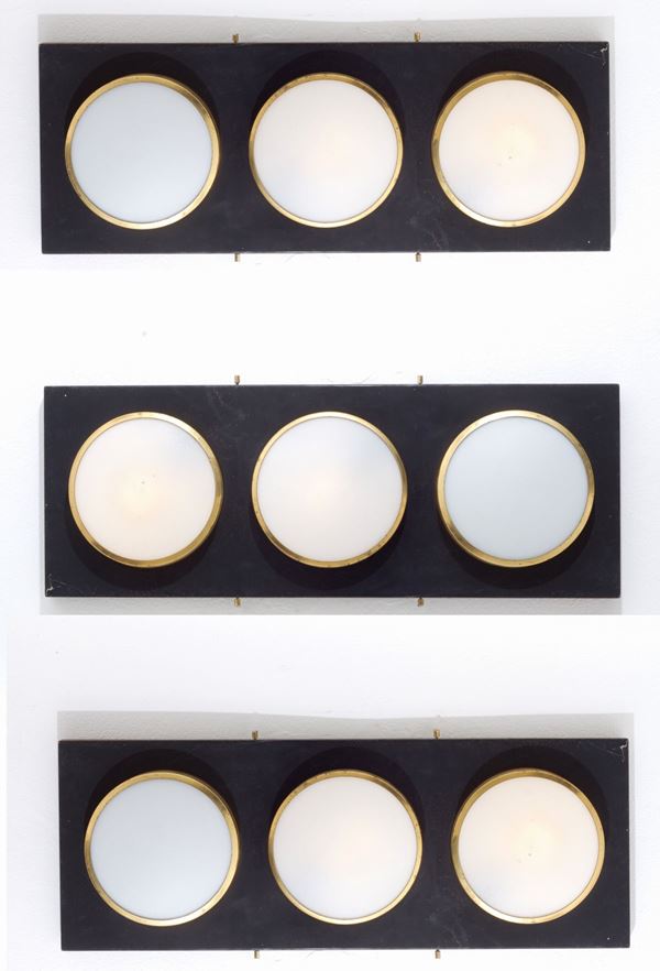 Three ceiling lights with three spotlights