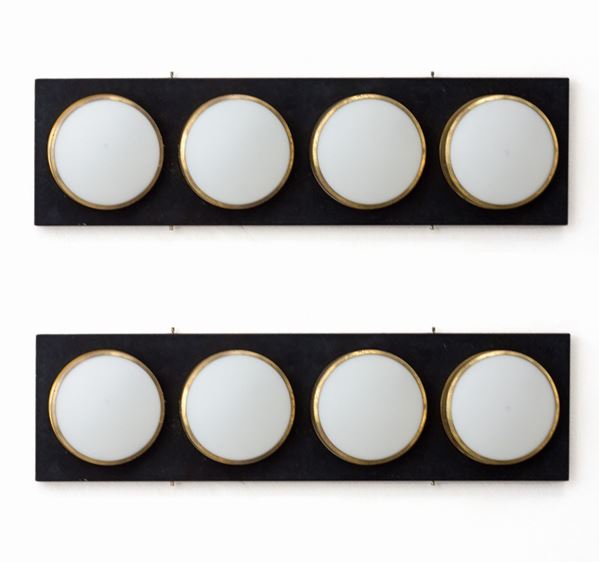 Two ceiling lights with four spotlights