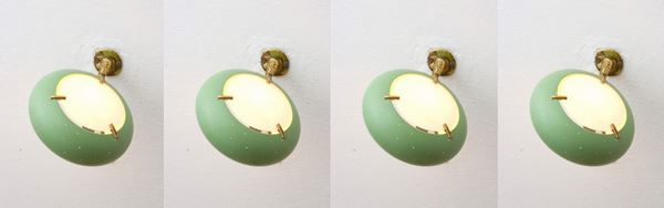 Four green wall lights