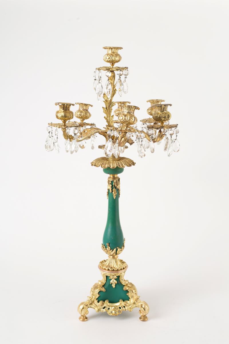 Candelabro sette luci in bronzo
