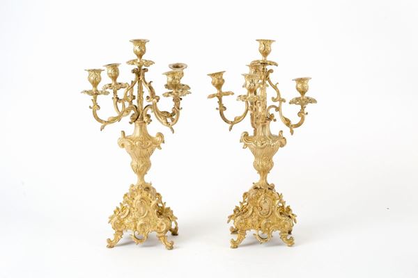 Coppia di candelabri cinque fiamme