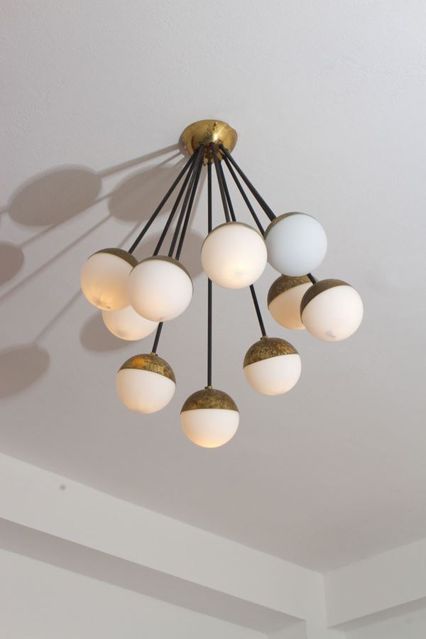 Lampada a sospensione dieci luci Galassia. STILNOVO
