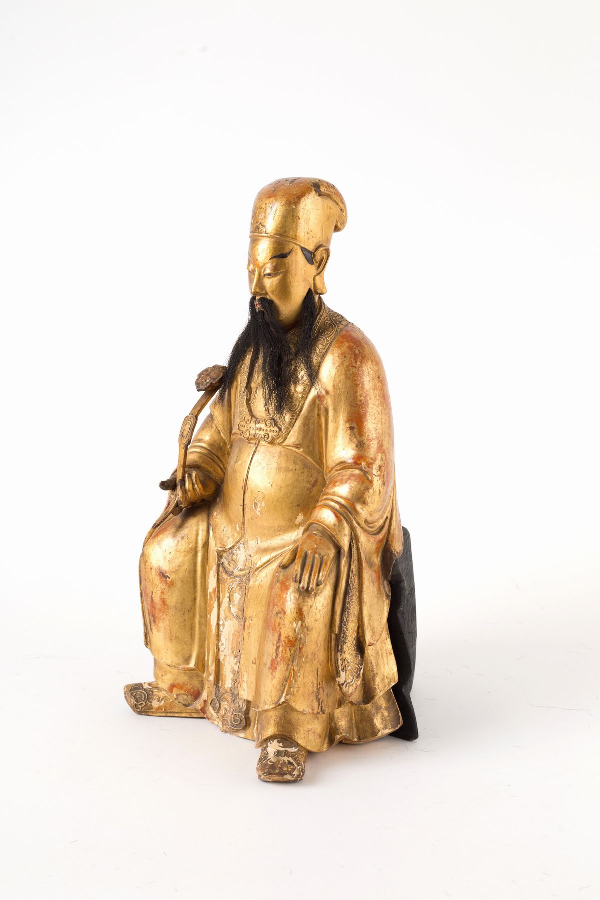 Scultura in legno "SANTONE SEDUTO CON BARBA E SCETTRO"