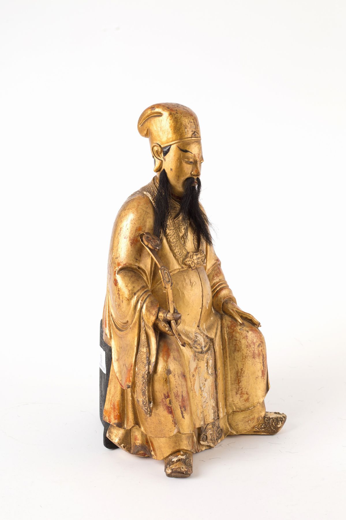 Scultura in legno "SANTONE SEDUTO CON BARBA E SCETTRO"