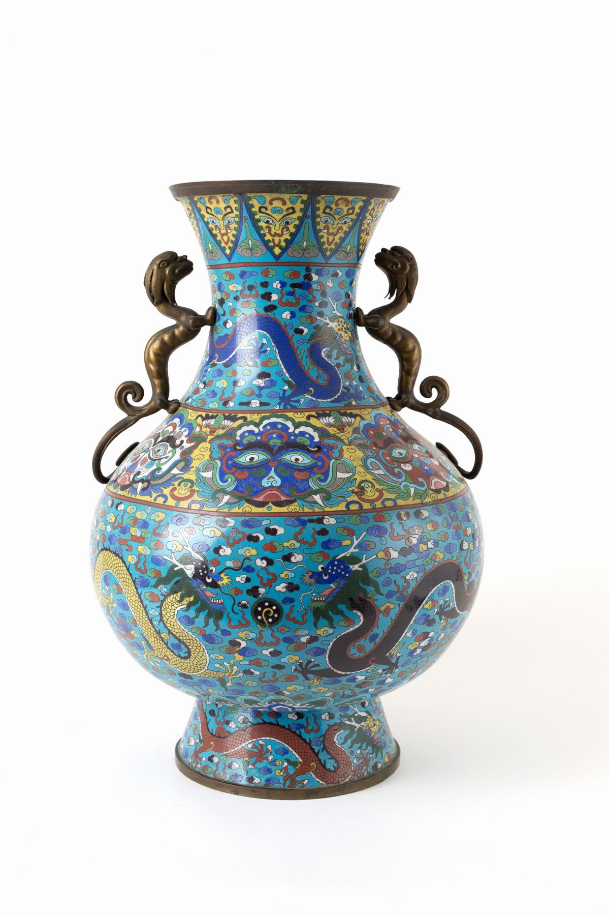 Coppia di vasi in bronzo cloisonne