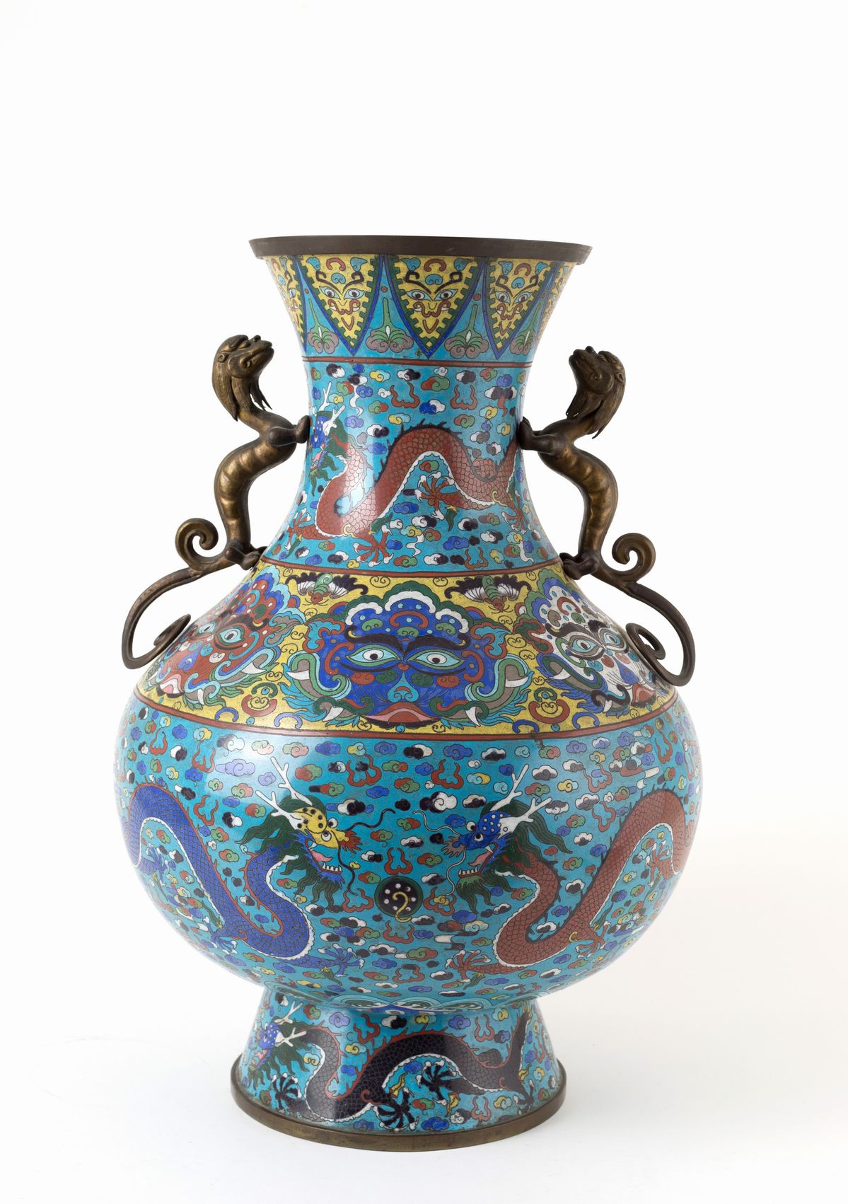 Coppia di vasi in bronzo cloisonne