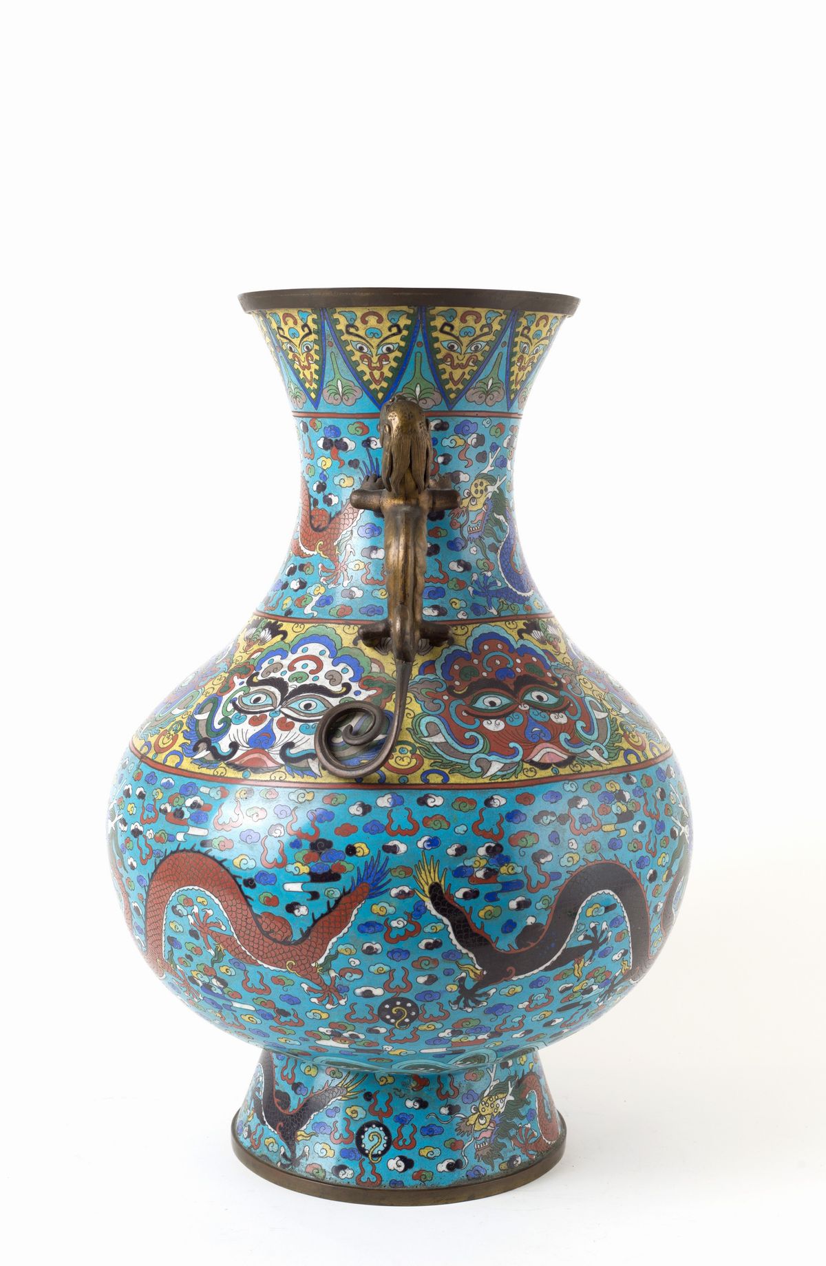 Coppia di vasi in bronzo cloisonne