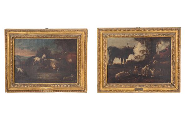 PHILIP PETER ROOS  ROSA DA TIVOLI - Pair of paintings "HERDS"