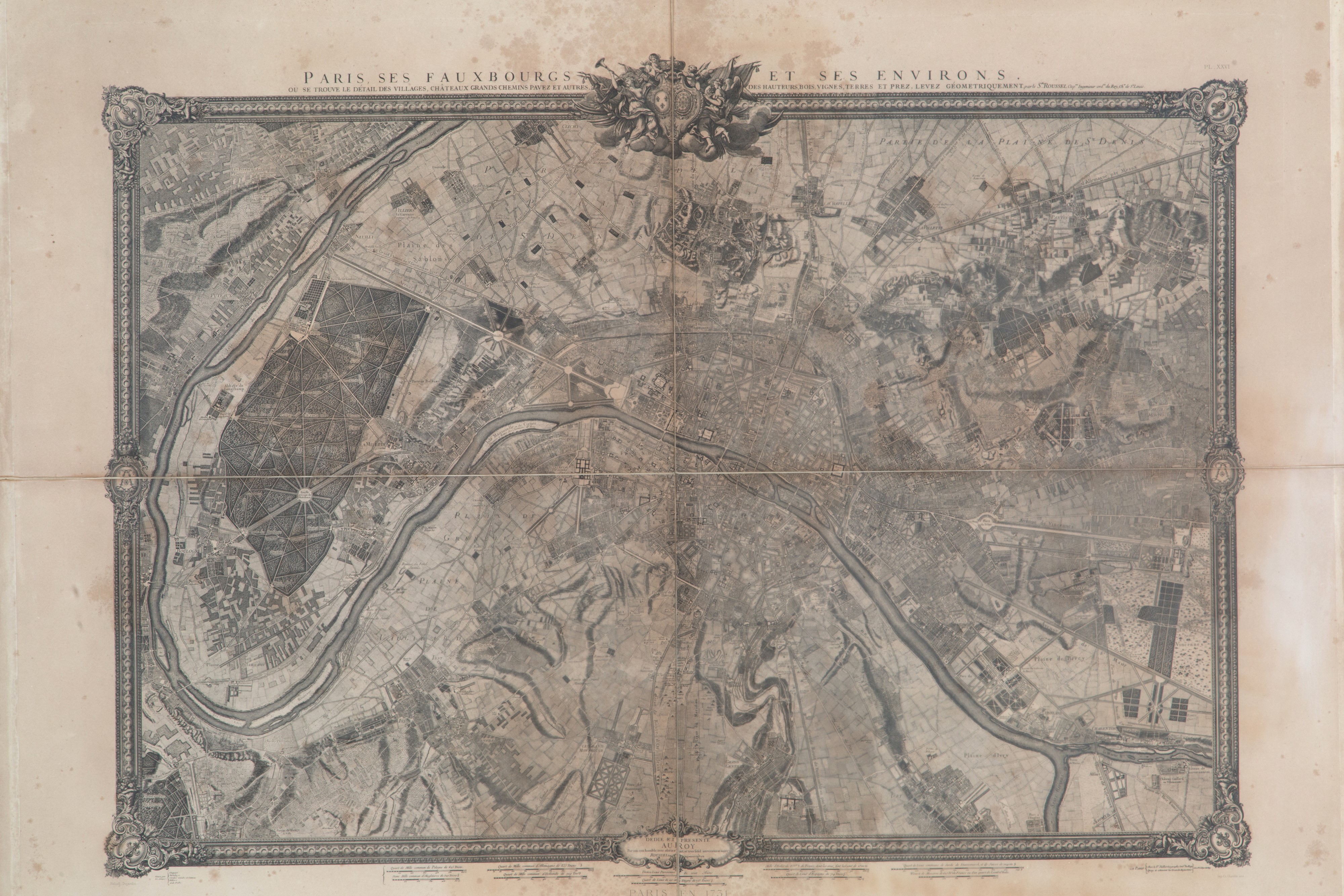 Incisione " CARTINA DI PARIGI NEL 1731"