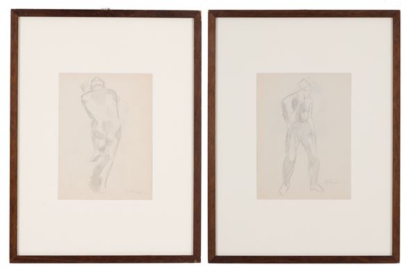 AMLETO SARTORI - Due disegno "STUDIO PER PERSONAGGI TEATRALI"