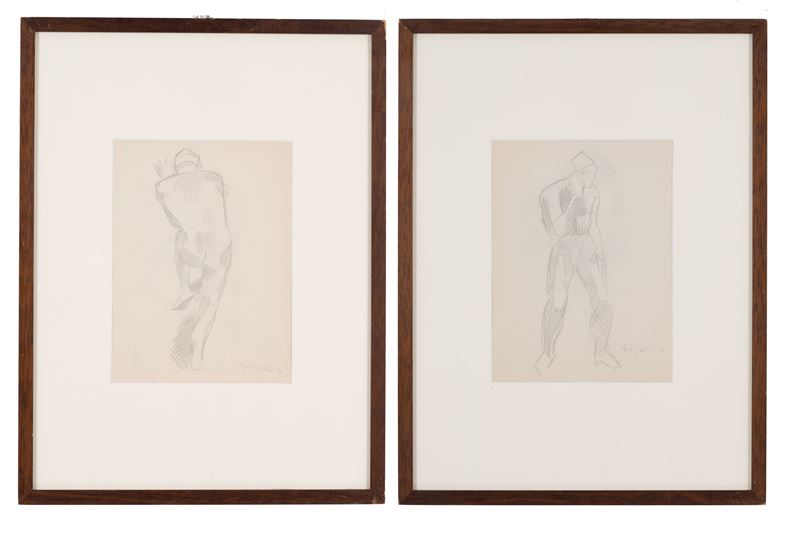 Amleto Sartori - Due Disegno "studio per Personaggi Teatrali"