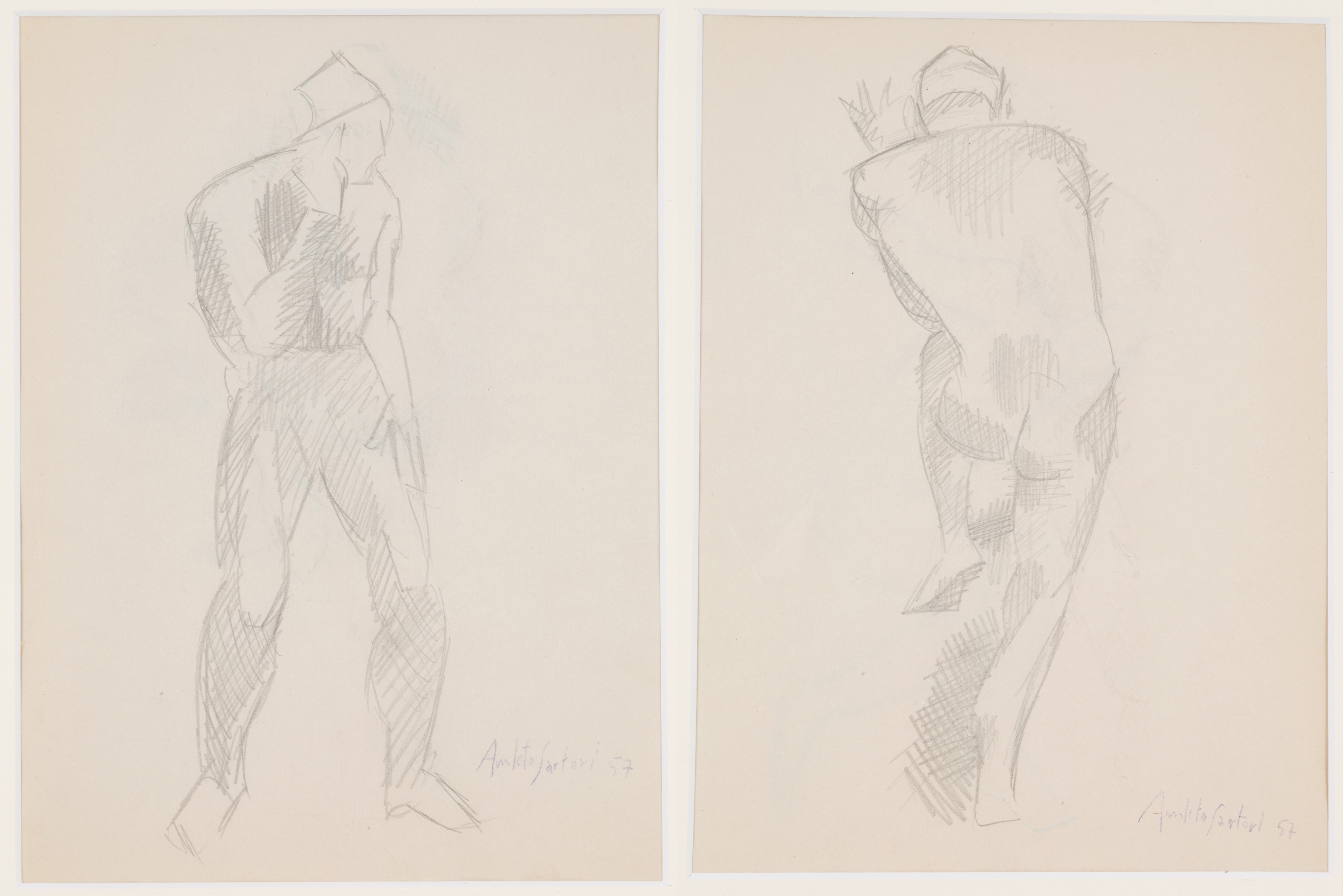 Amleto Sartori - Due Disegno "studio per Personaggi Teatrali"