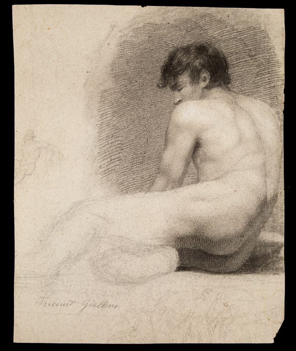 GIACOMO TRECOURT : Disegno "NUDO ACCOVACCIATO"  - Asta MILANO DECOR - Antiques, Fine Art, Photographs & Design Auction (n. 96) - Viscontea Casa d'Aste