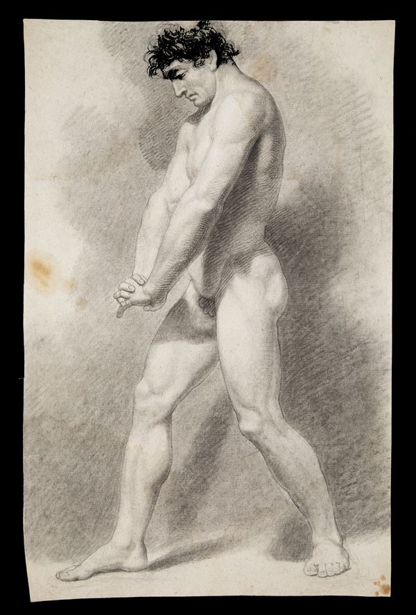 GIACOMO TRECOURT : Disegno "NUDO MASCHILE"  - Asta MILANO DECOR - Antiques, Fine Art, Photographs & Design Auction (n. 96) - Viscontea Casa d'Aste