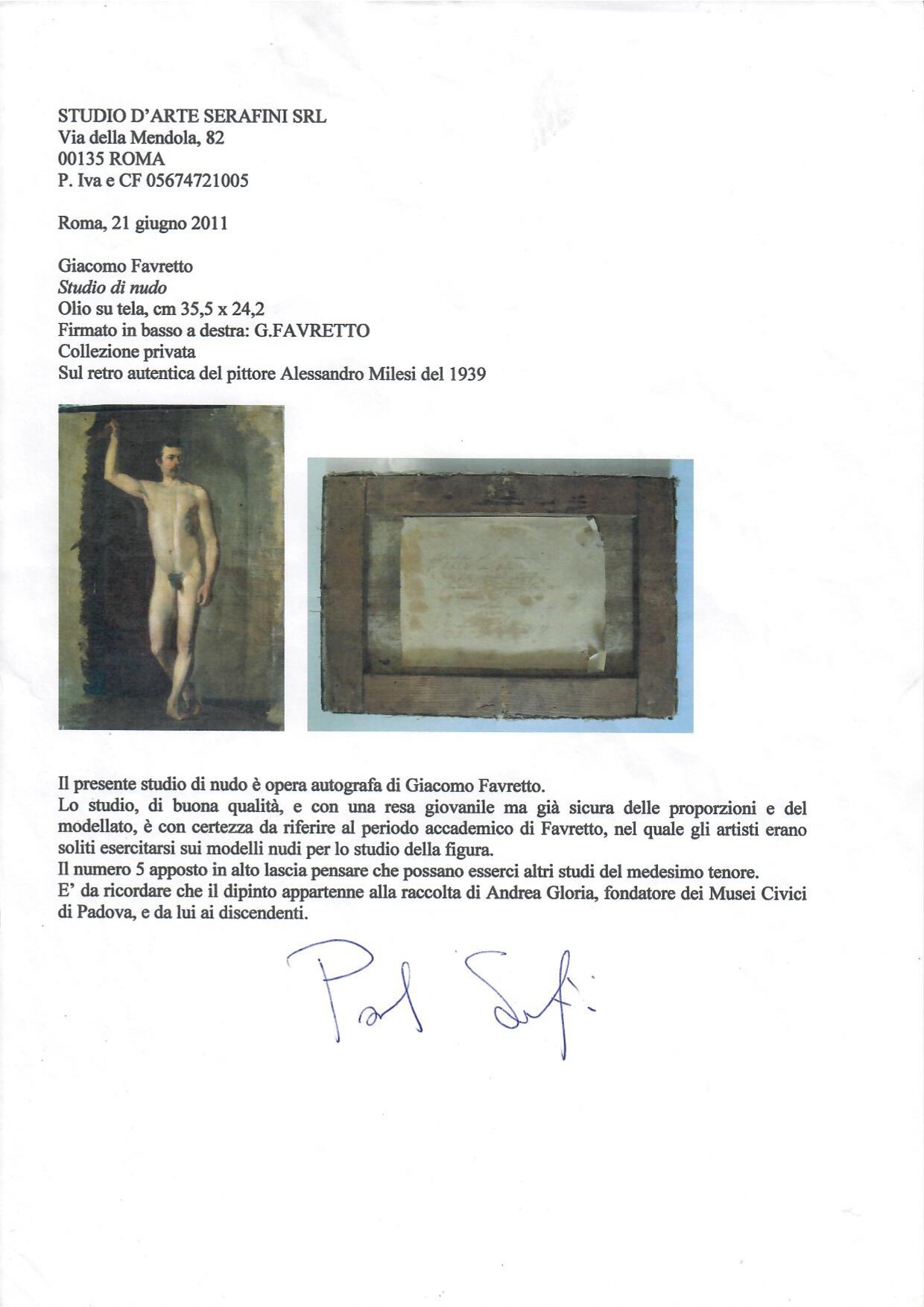 Giacomo Favretto - Dipinto "nudo Maschile"