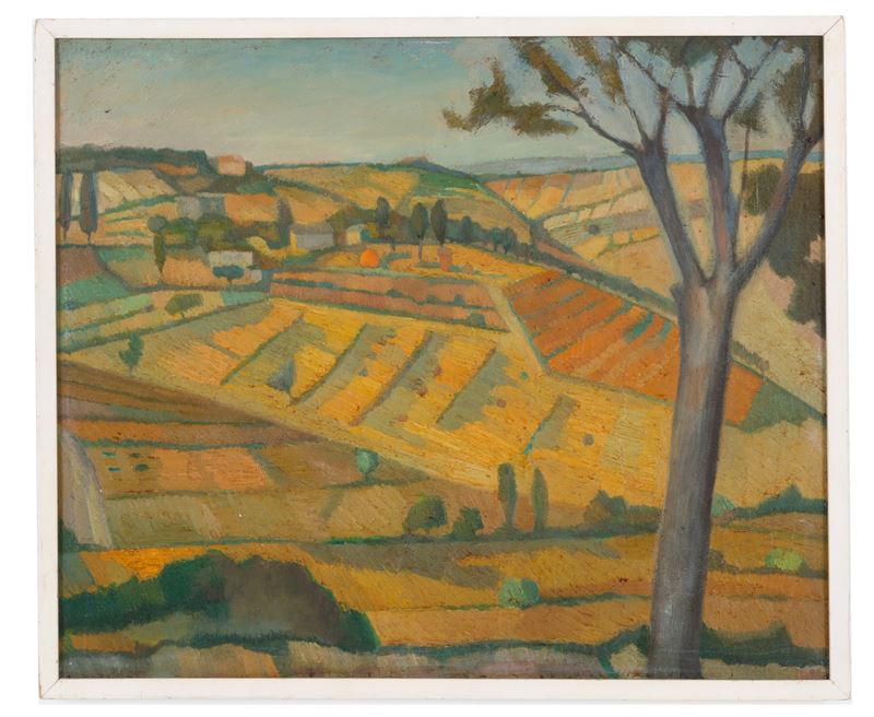 Luigi Stradella - Dipinto "campagna a Urbino"