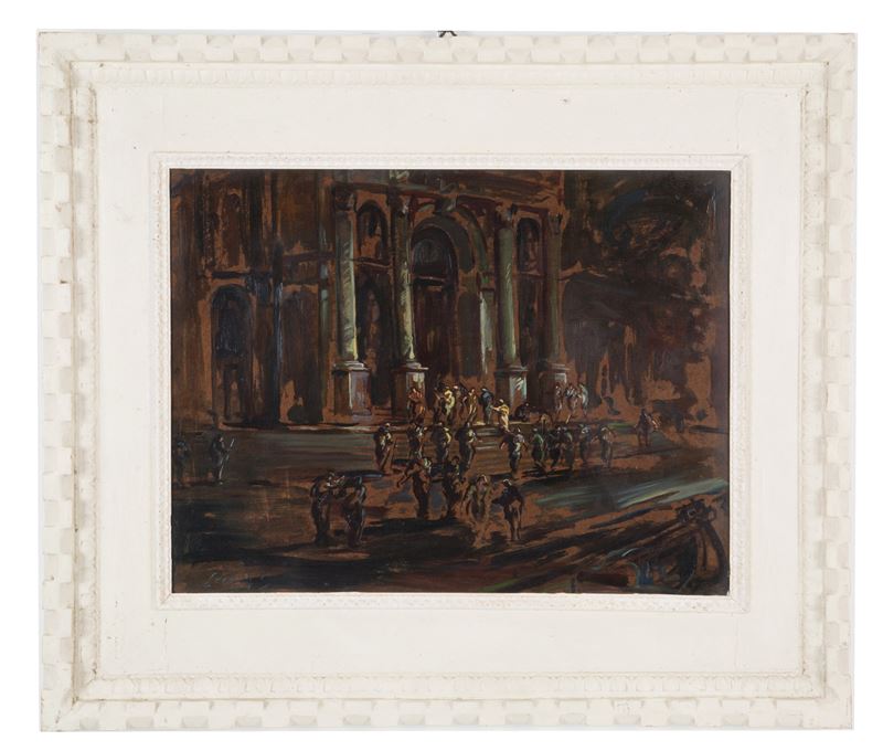 Dipinto "architettura con Colonnato"
