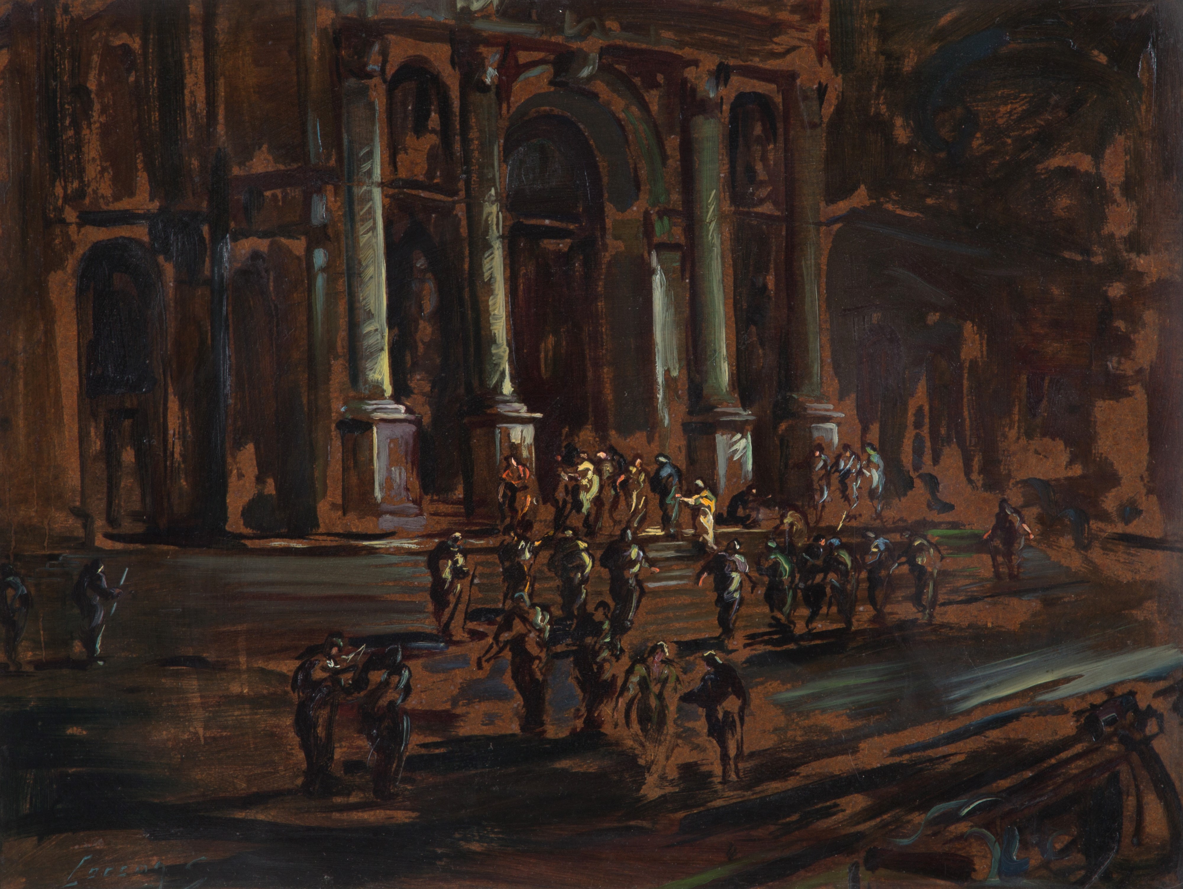 Dipinto "architettura con Colonnato"